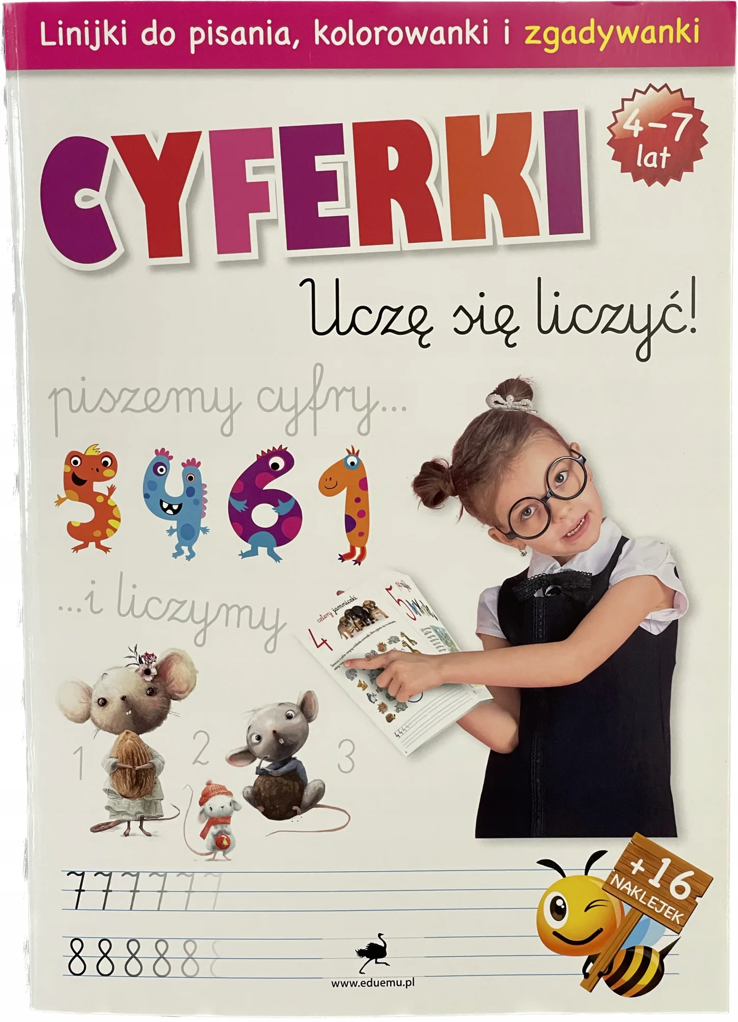 Okładka: zeszyt do kaligrafii NAUKA PISANIA cyfry 5 6 7 lat