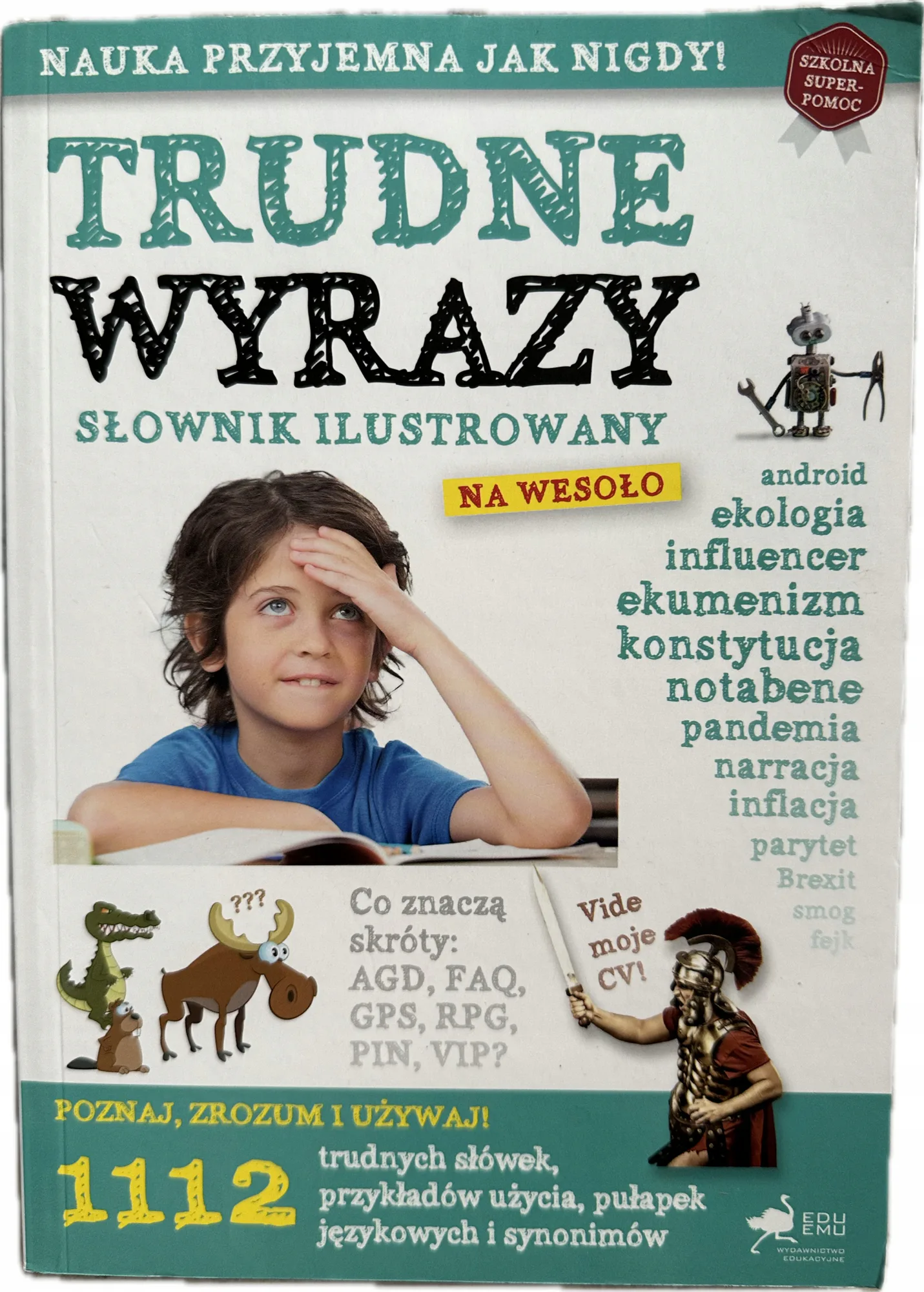 Okładka: Słownik Słowniczek ilustrowany na wesoło dla dzieci TRUDNE WYRAZY