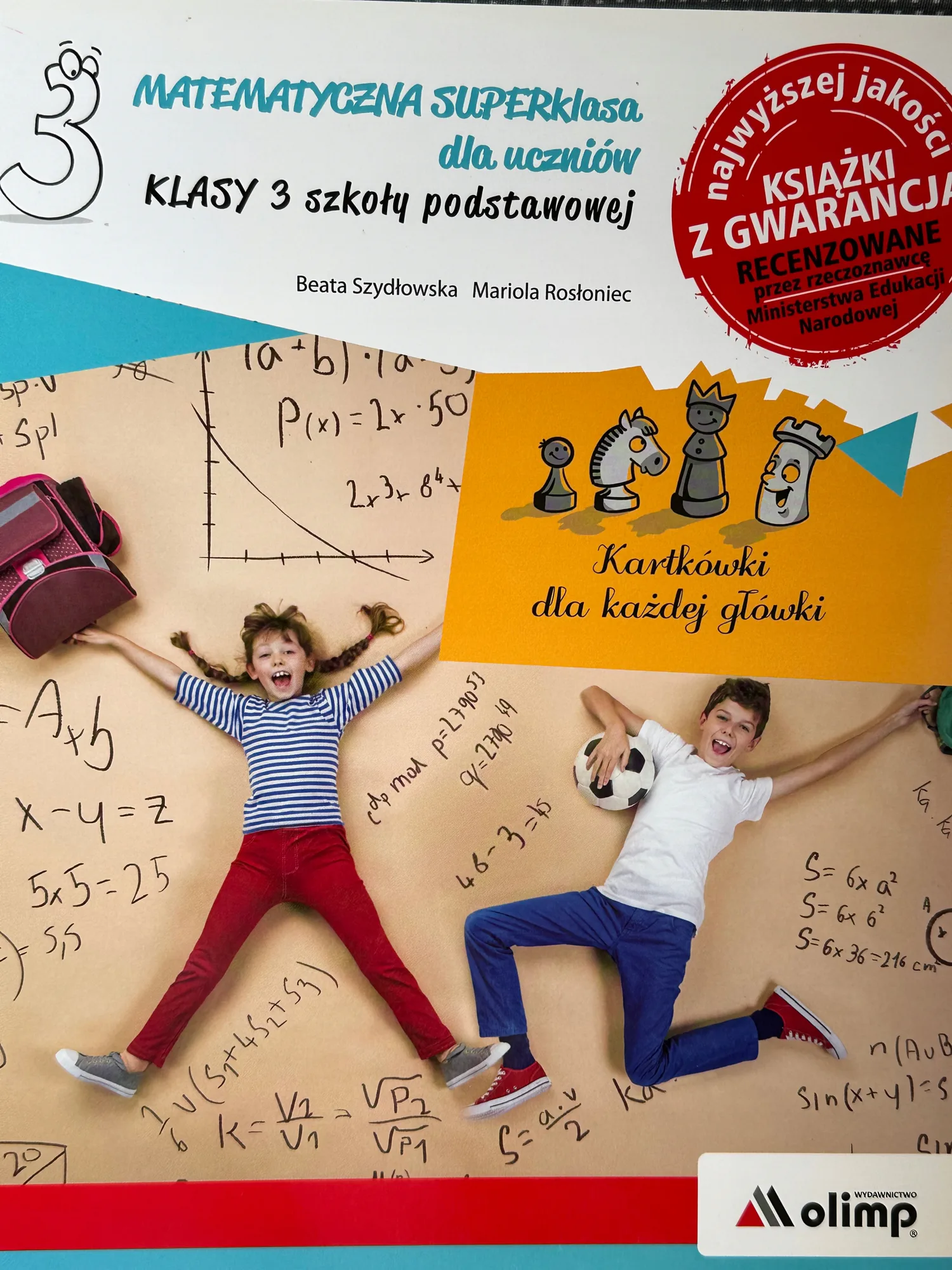 Okładka: Matematyka klasa 3 kartkówki dla każdej główki zadania dla uczniów Olimp