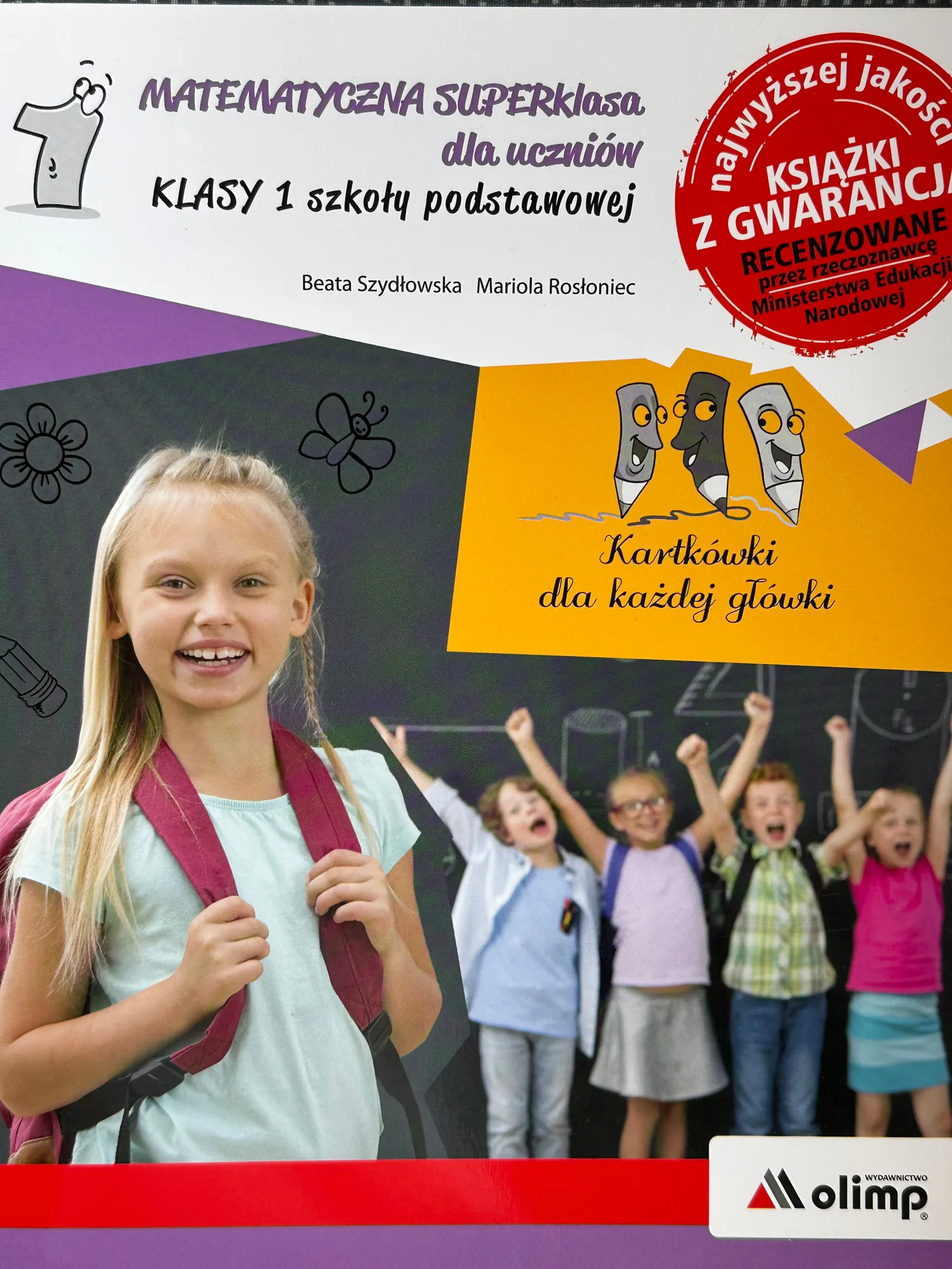 Okładka: Matematyka klasa 1 kartkówki dla każdej główki zadania dla uczniów Olimp
