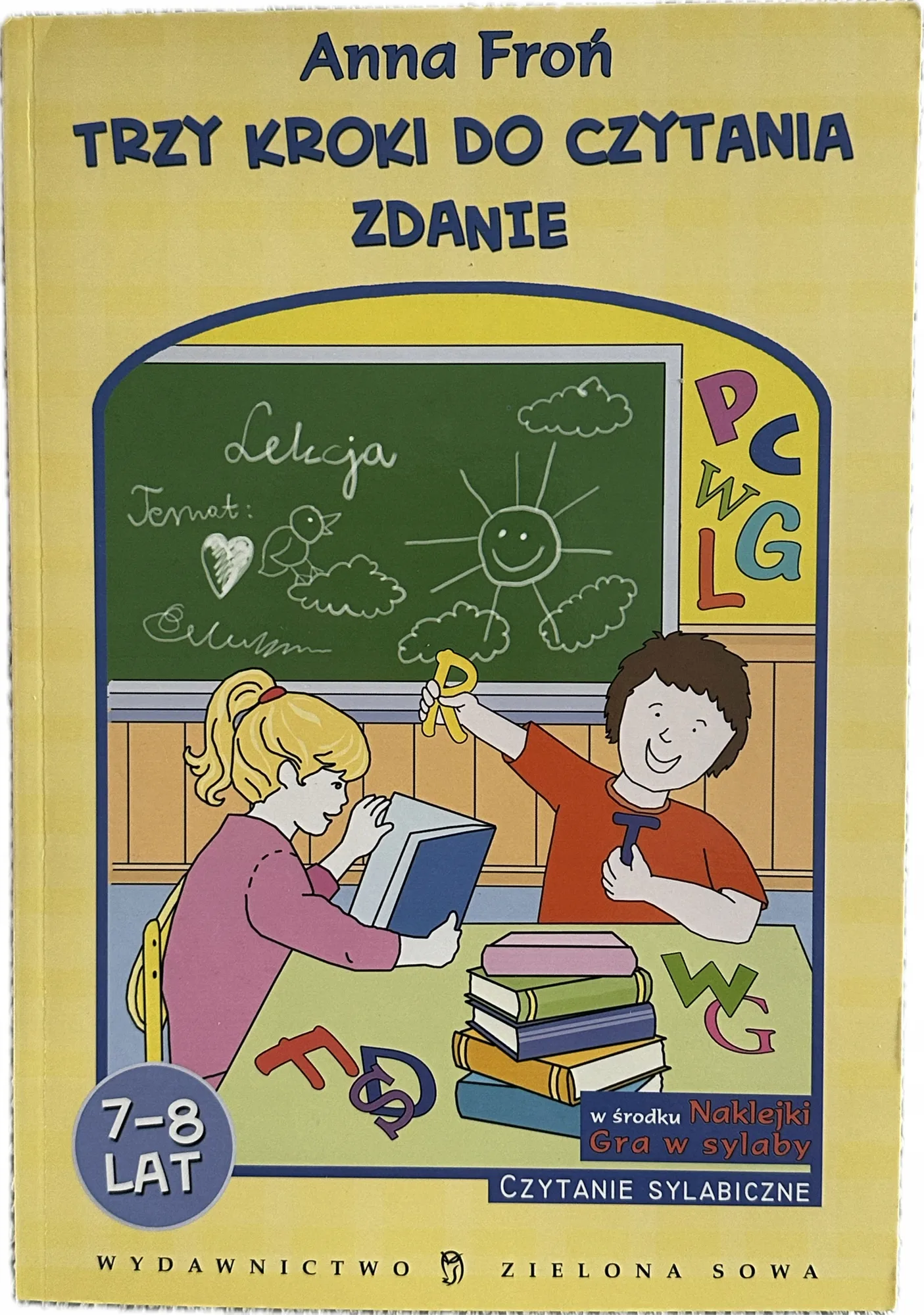 Okładka: Trzy kroki do czytania ZDANIE nauka czytania sylabami z naklejkami 7 8 LAT