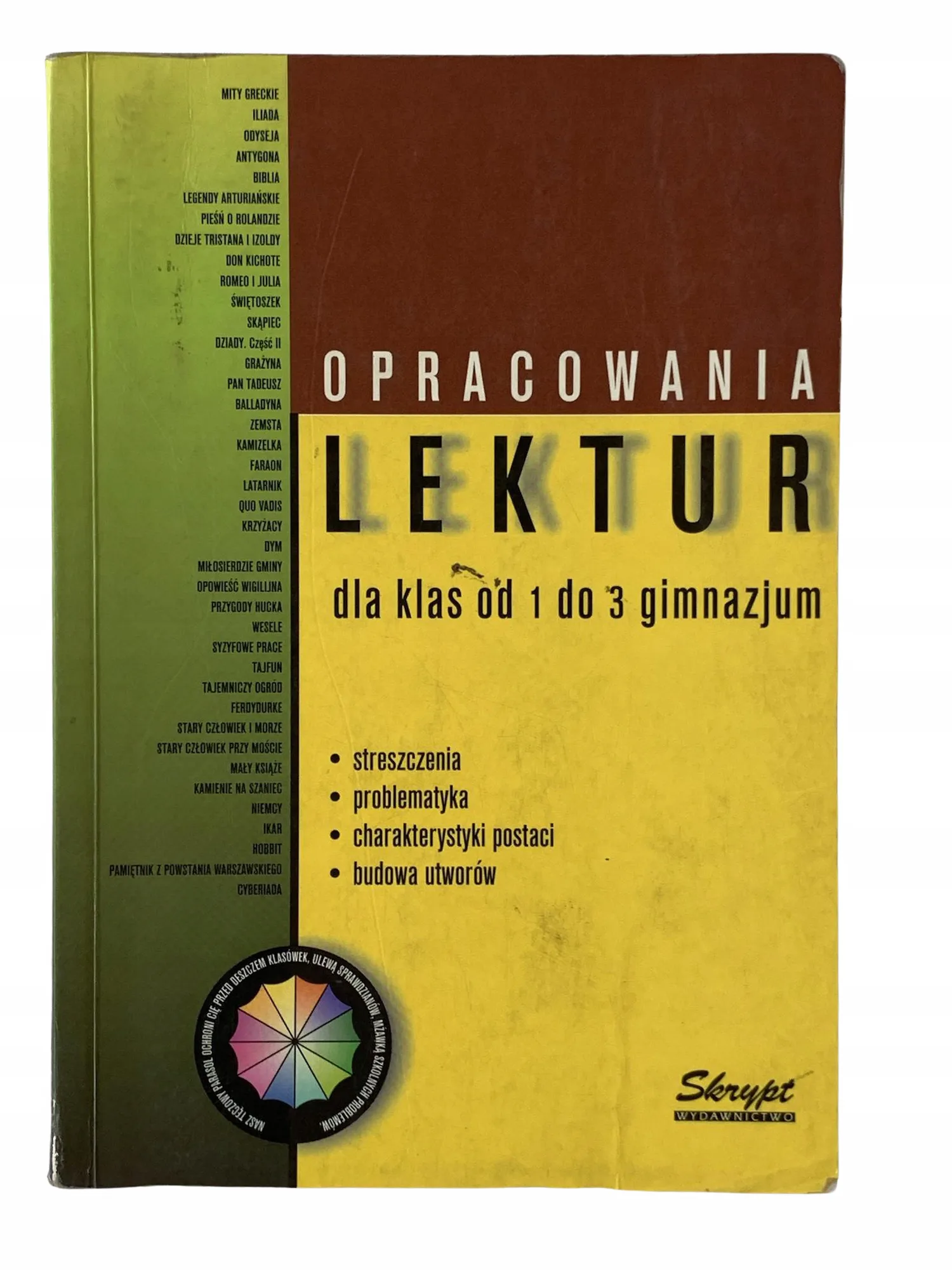Okładka: OPRACOWANIA LEKTUR klasa 6 7 8 ściąga LEKTURY bryk