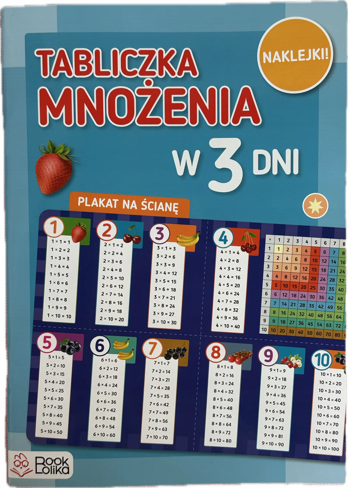 Okładka: Tabliczka mnożenia W 3 DNI ćwiczenia zadania nauka mnożenia + PLAKAT