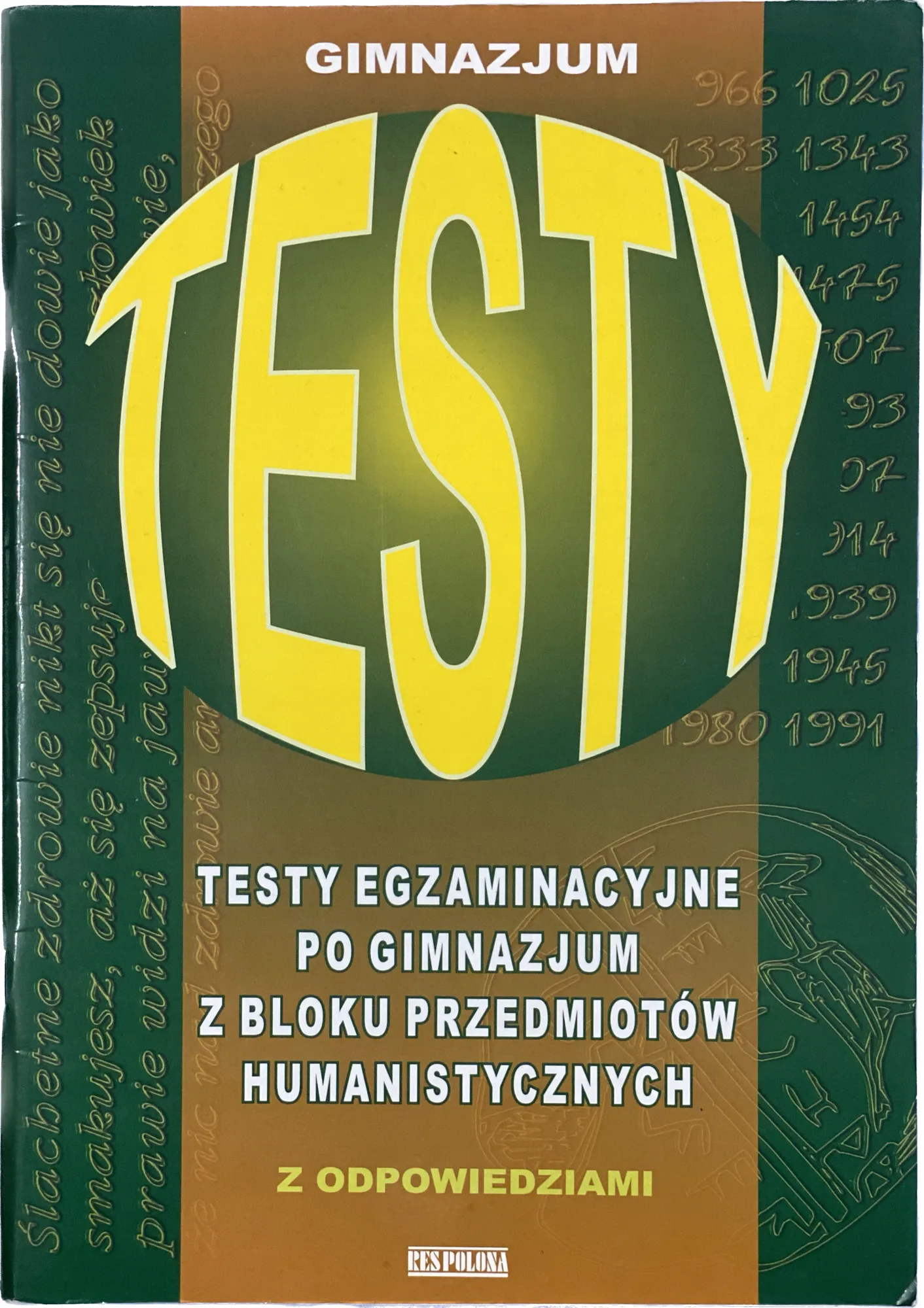 Okładka: TESTY po gimnazjum z odp język polski klasa 8