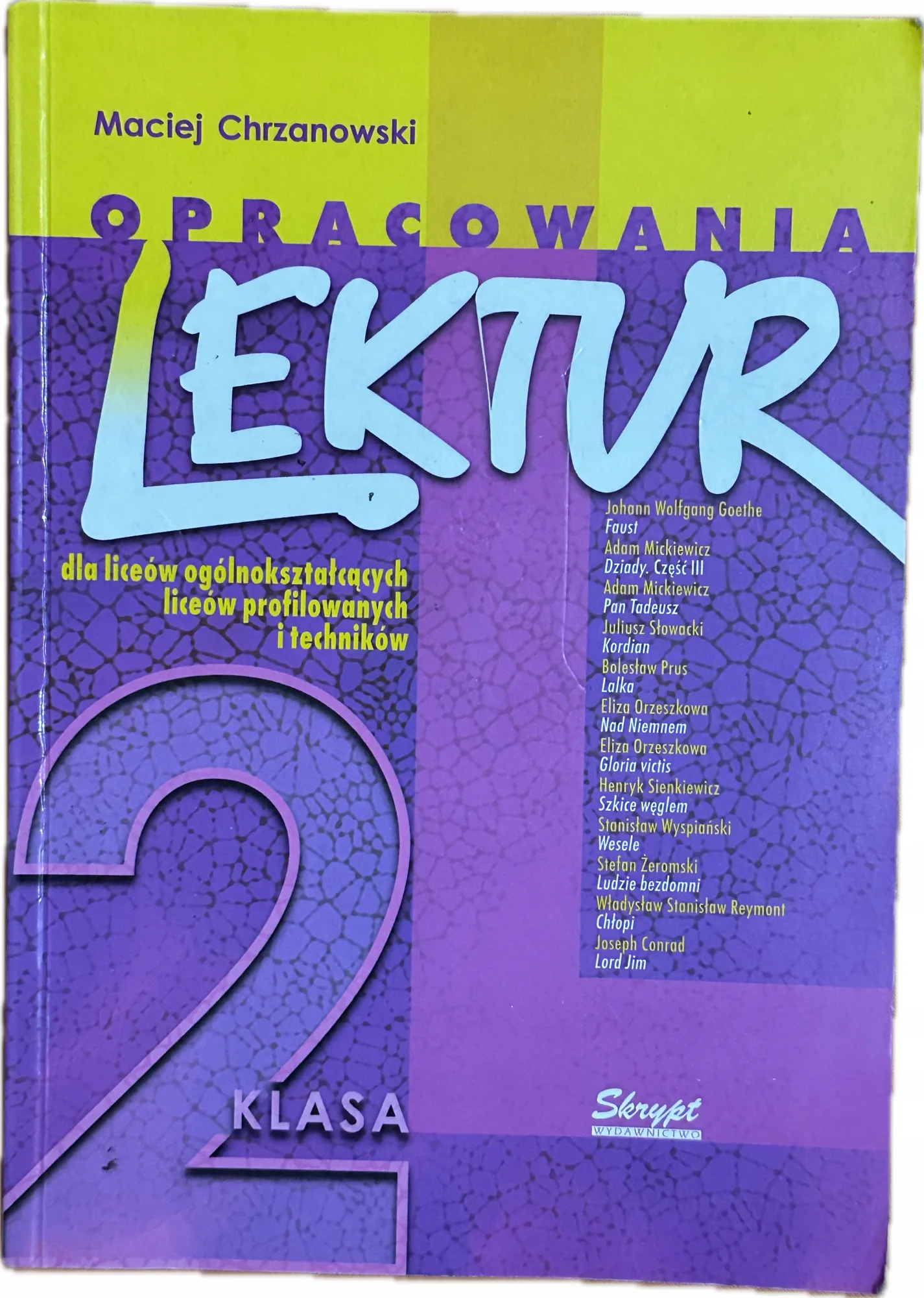 Okładka: opracowania omówienia lektur klasa 2 liceum ściąga bryk matura