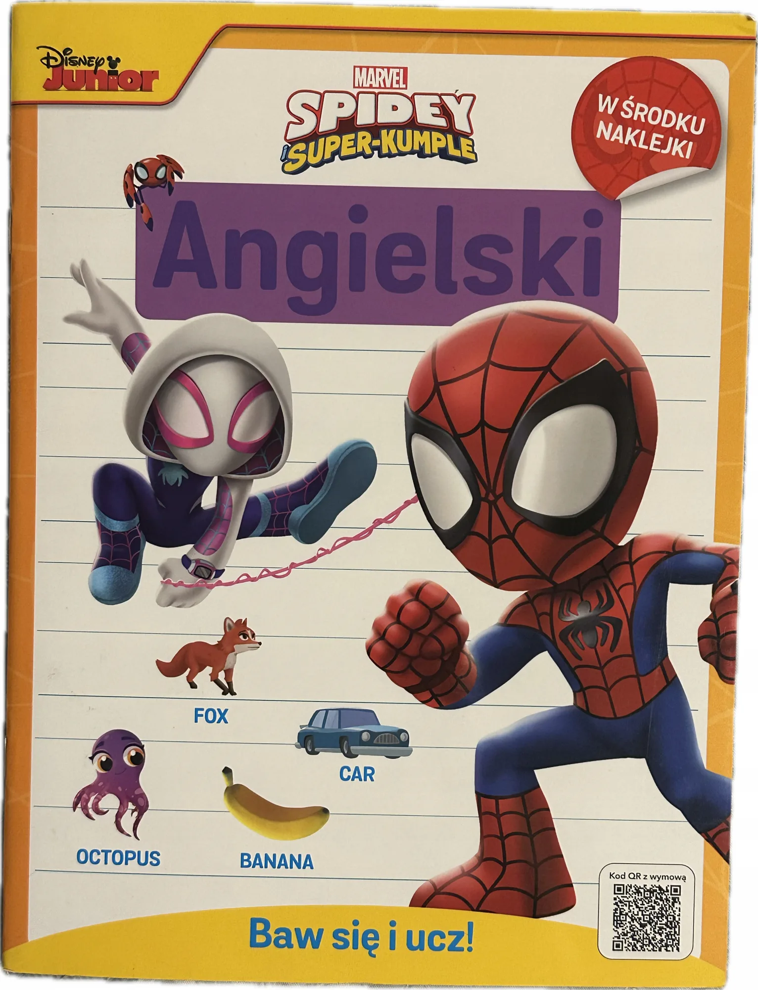 Okładka: Język angielski klasa 2 3 słówka kolorowanki naklejki Disney MARVEL Spidey