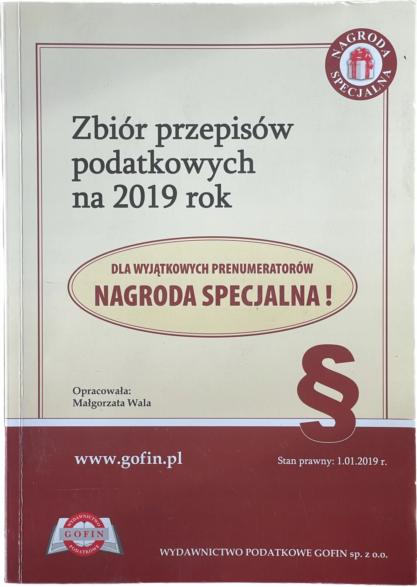 Okładka: Zbiór przepisów podatkowych PODATKI 2019