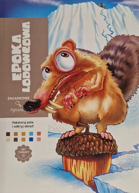Okładka: Art therapy. Kolorowanka antystresowa. Epoka lodowcowa. Zagadkowe rysunki