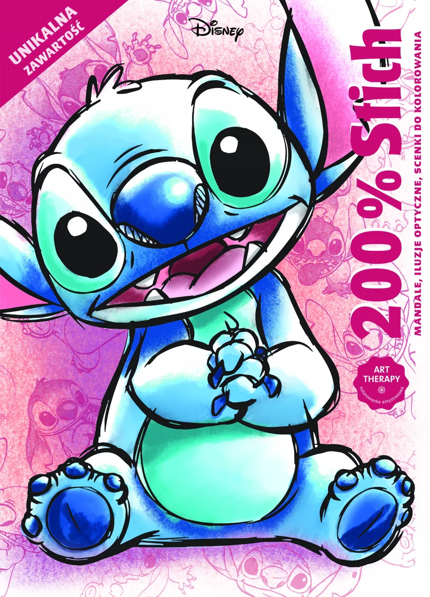 Okładka: 200% Stitch KOLOROWANKA Disney. Art therapy mandale iluzje optyczne scenki