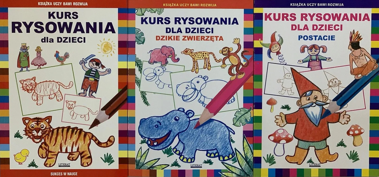Okładka: Nauka rysowania rysunku kurs dla dzieci 3 SZTUKI