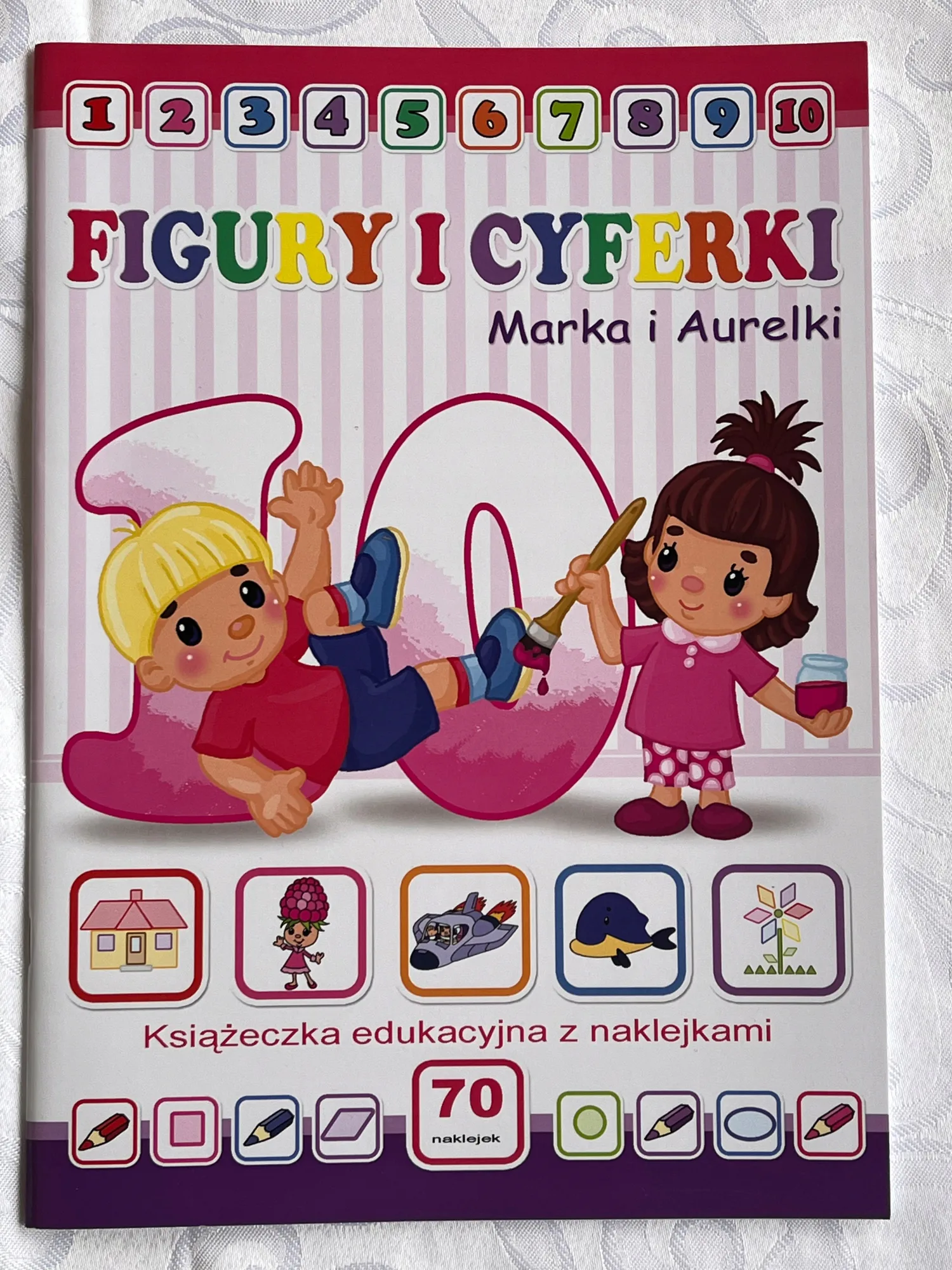 Okładka: Figury i cyferki edukacyjna z naklejkami pisanie po śladzie 5 6 lat