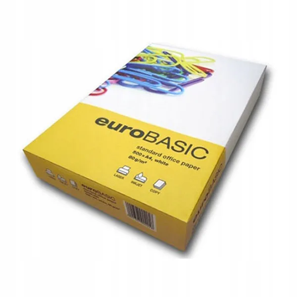 Okładka: Papier biurowy biały ksero euroBASIC A4 80g 500 arkuszy ryza office paper