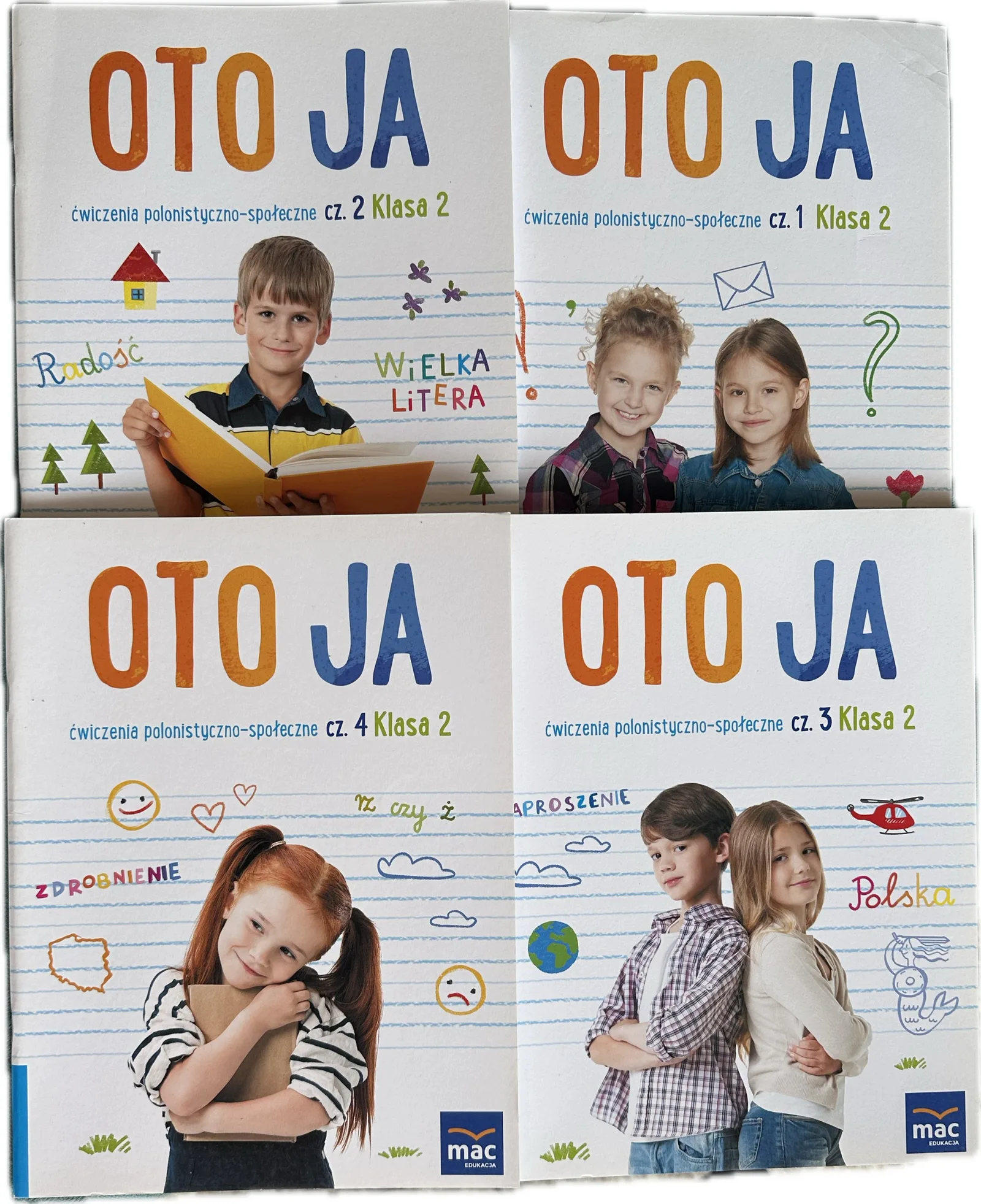 Okładka: Oto ja klasa 2 ĆWICZENIA polonistyczno-społeczne komplet 4 szt. pakiet