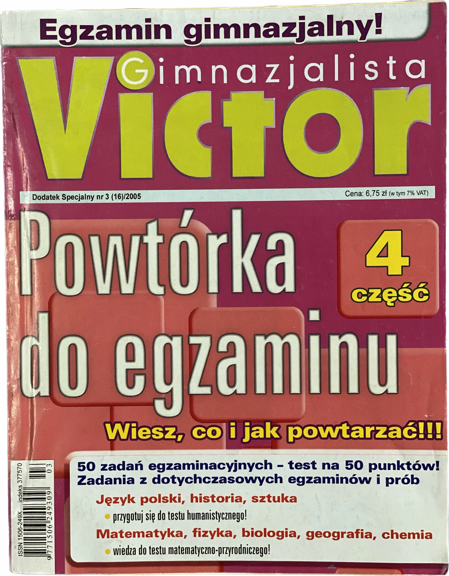 Okładka: Egzamin ósmoklasisty VICTOR gimnazjalny ściąga powtórka do egzaminu