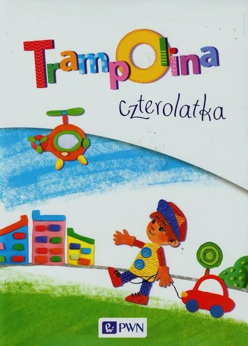 Okładka: TRAMPOLINA czterolatka 4 lata karty pracy ćwiczenia część 1 2 3 komplet box