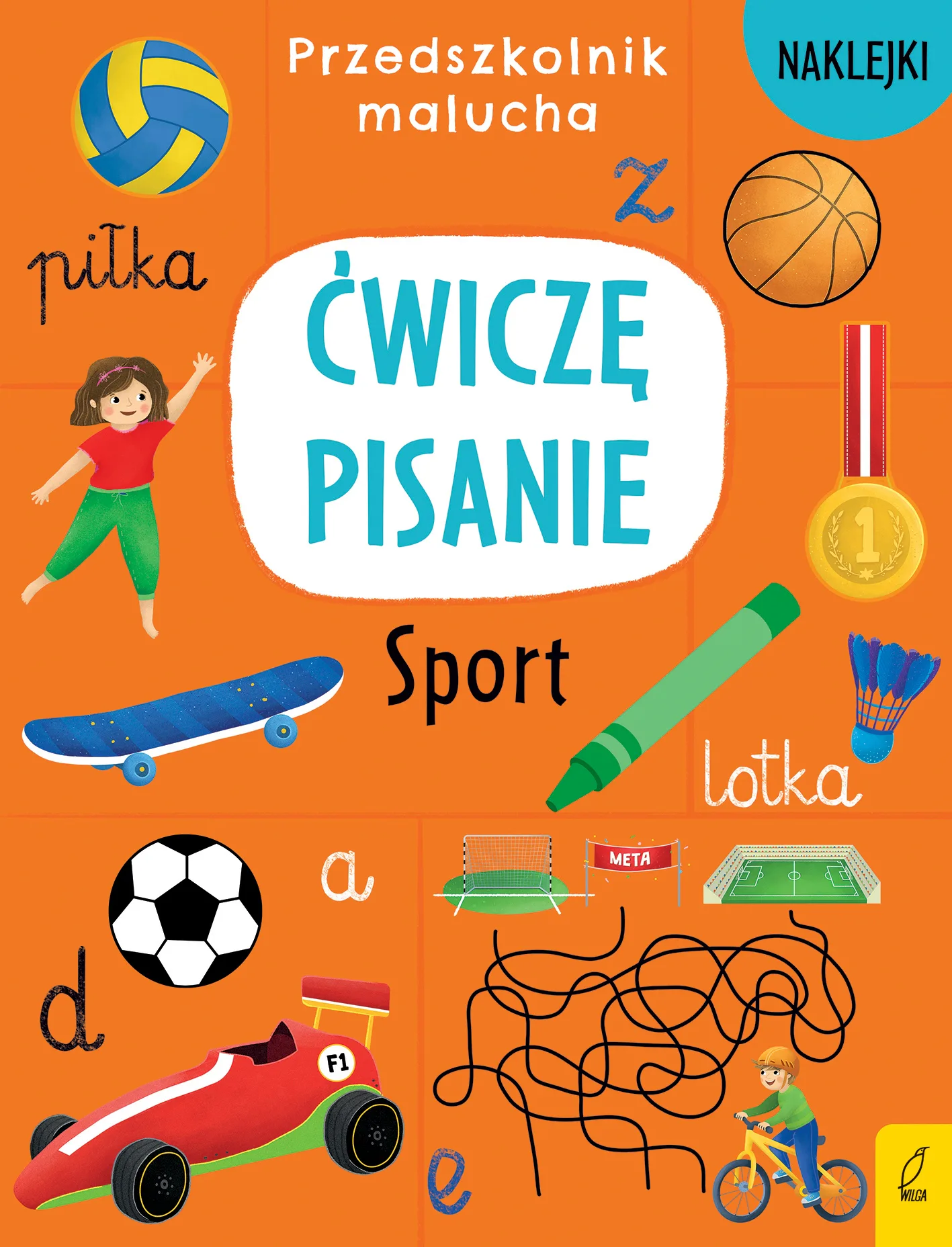 Okładka: Ćwiczę pisanie Sport nauka pisania kaligrafia literki przedszkolnik malucha