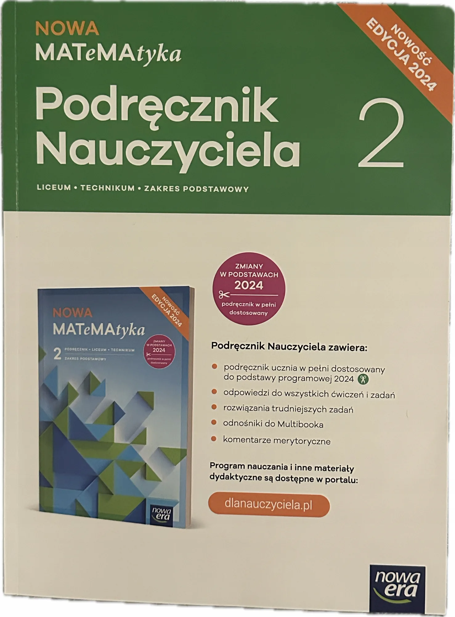 Okładka: NOWA MATEMATYKA KLASA 2 NOWA ERA ksiązka nauczyciela 2024 nowa edycja ZP