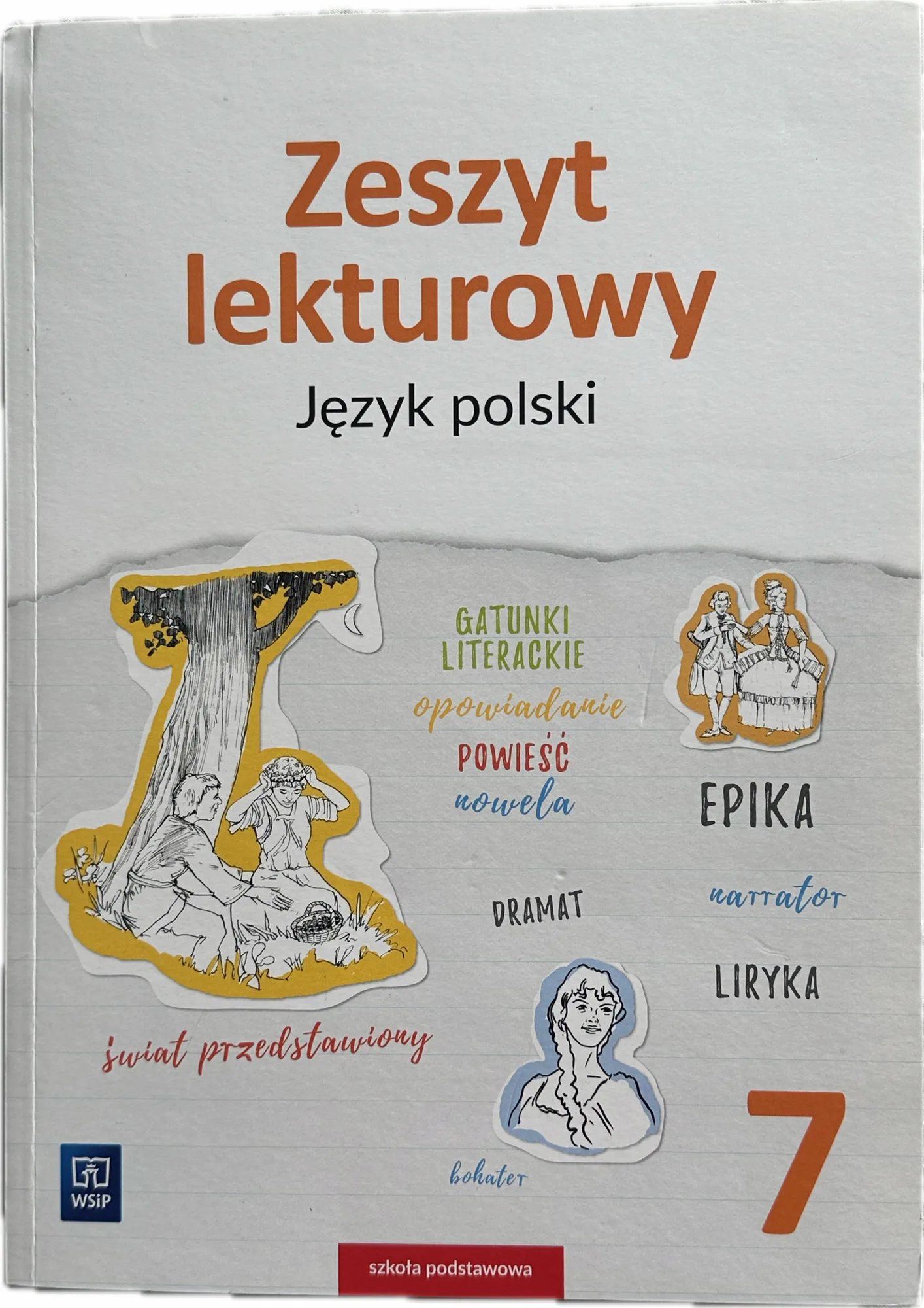 Okładka: KARTY PRACY Z LEKTUR lektury WSIP KLasa 7 zeszyt lekturowy OUTLET wady