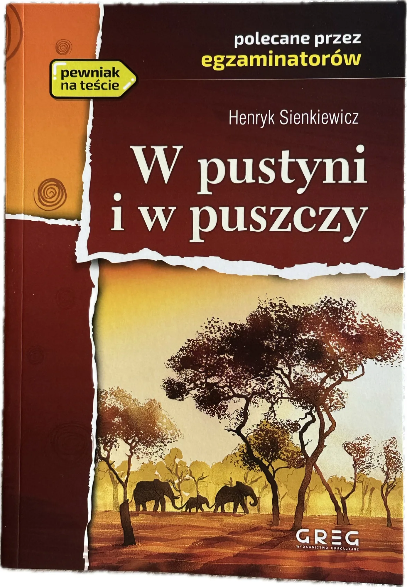 Okładka: W pustyni i w puszczy Lektura z opracowaniem Henryk Sienkiewicz