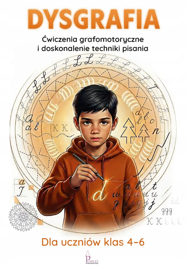Okładka: Dysgrafia ćwiczenia GRAFOMOTORYCZNE doskonalenie pisania kaligrafia klasa 4