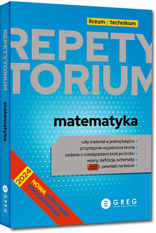 Okładka: Repetytorium 2024-2026 Matematyka zadania rozwiązania krok po kroku wzory