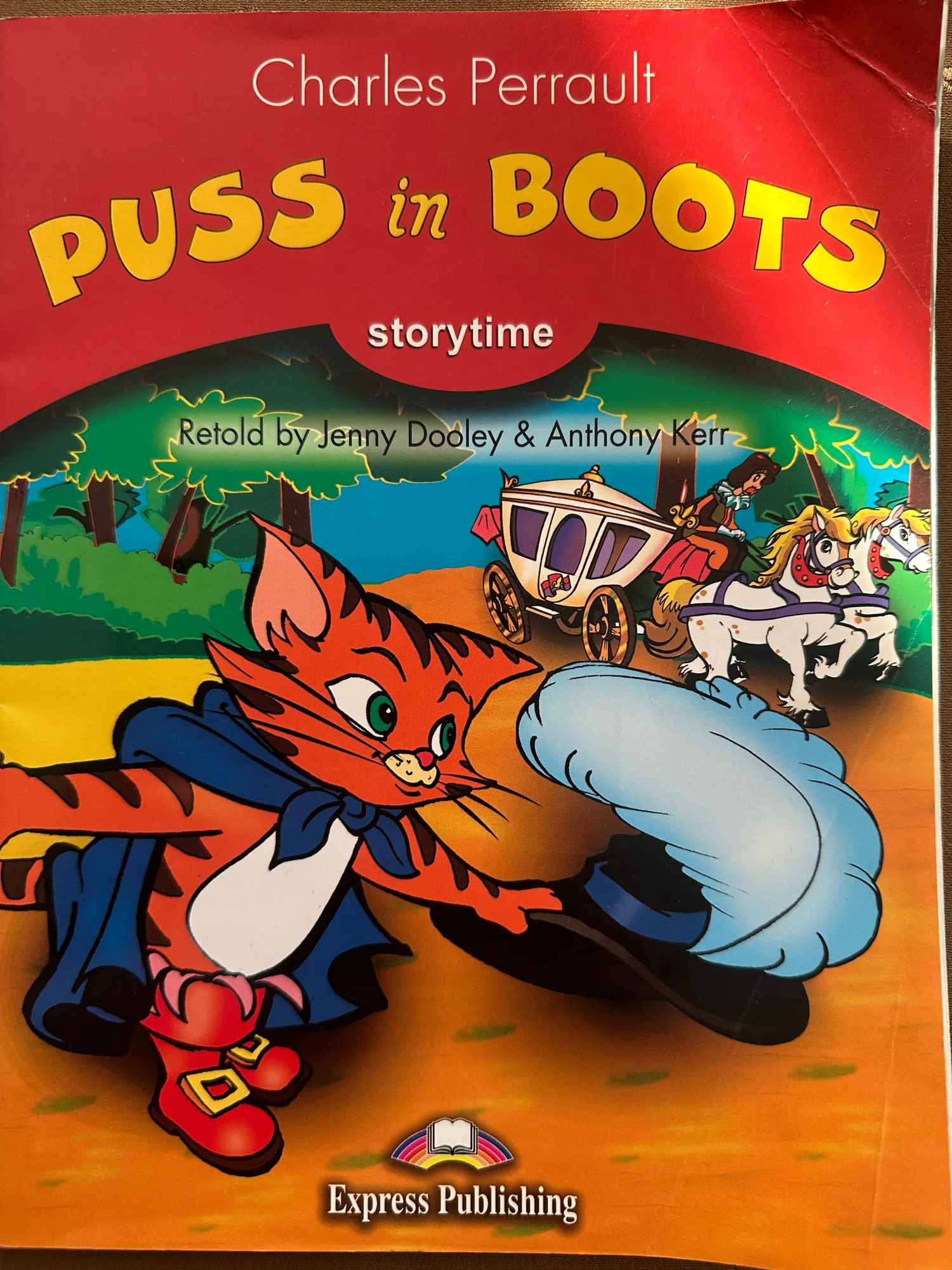 Okładka: Puss in boots storytime Anthony Kerr Dooley nauka czytania po angielsku