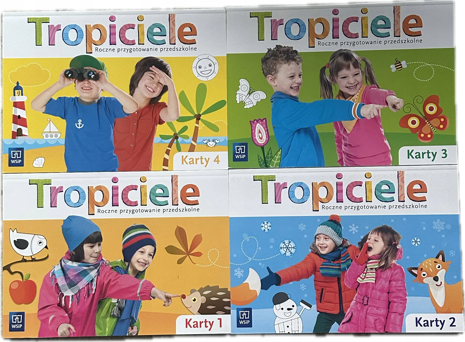 Okładka: Tropiciele Roczne przygotowanie przedszkolne KARTY PRACY część 1 2 3 4