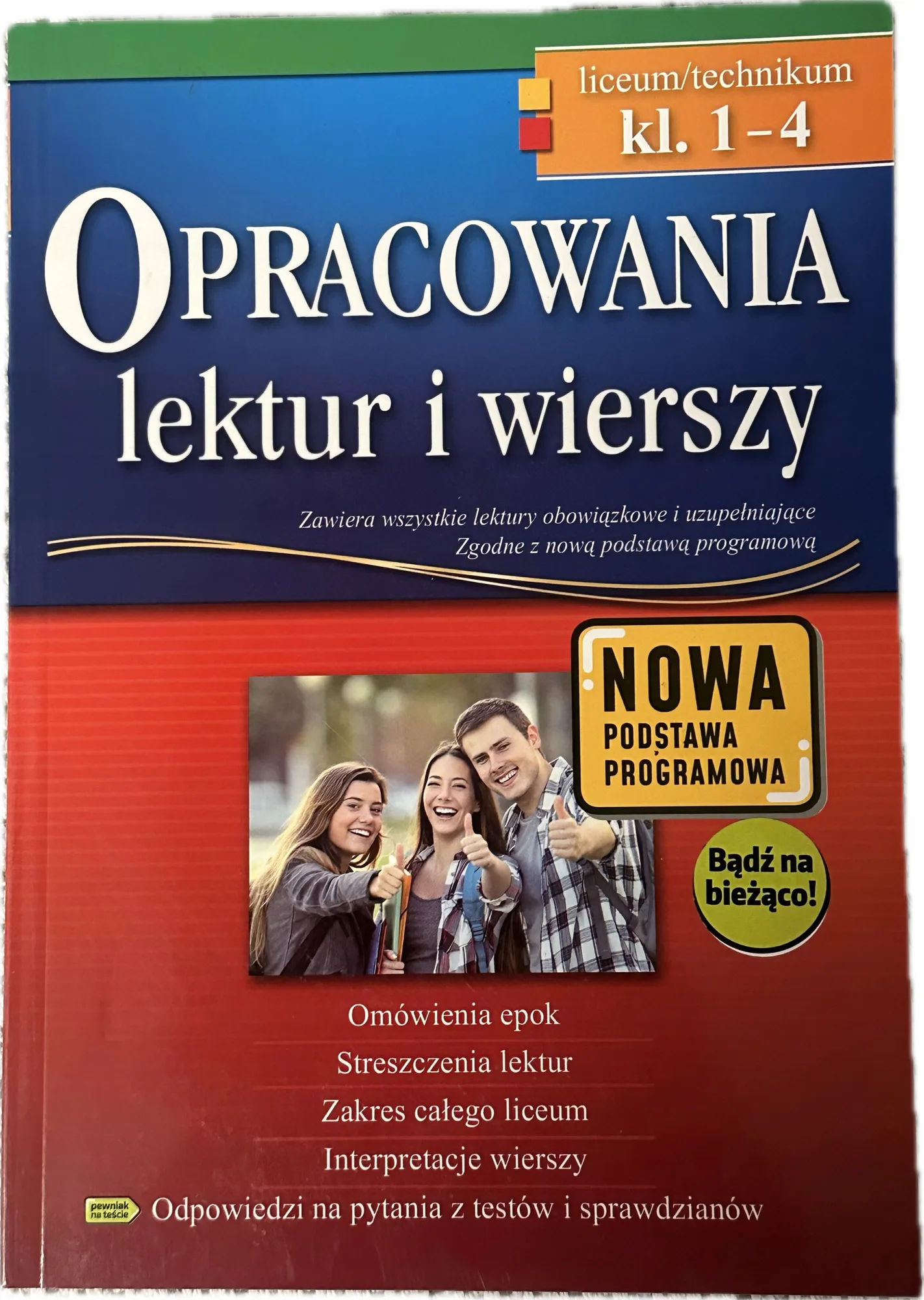 Okładka: OPRACOWANIA LICEUM klasa 1 2 3 4 streszczenia ściąga LEKTURY nowa podstawa