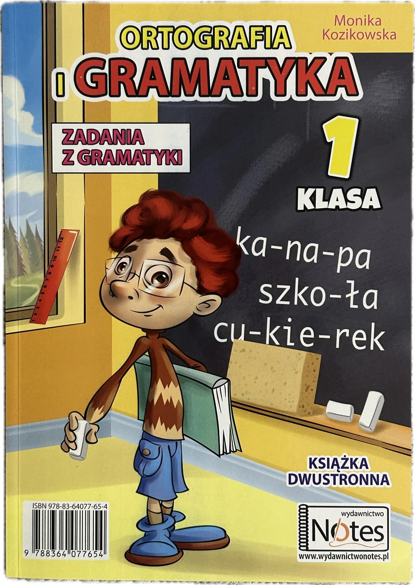 Okładka: Gramatyka ortografia klasa 1 zadania z gramatyki i ortografii dwustronna