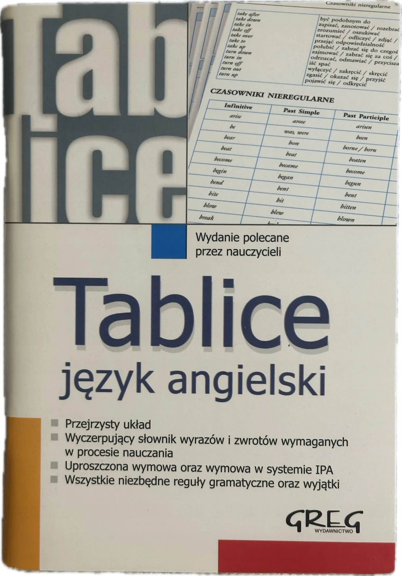 Okładka: JĘZYK ANGIELSKI TABLICE SZKOLNE szkoła podstawowa liceum GREG